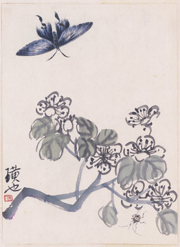 齊白石畫蟲草圖