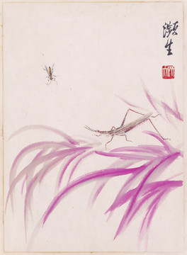 齊白石畫蟲草圖