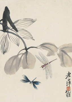齊白石畫蟲草圖