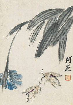 齊白石畫蟲草圖