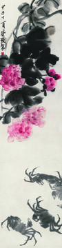齊白石芙蓉四蟹圖