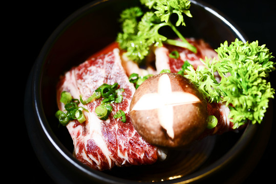 腌雪花牛肉特写