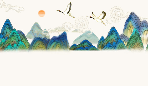 线条山水画