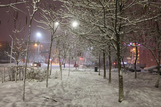 灯光雪景