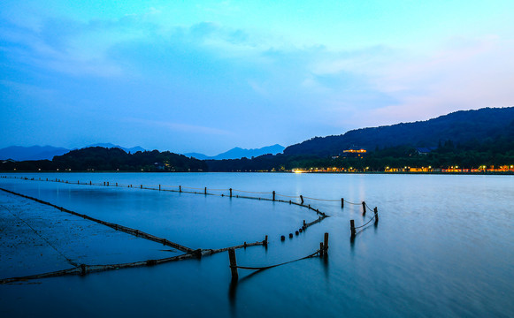 杭州西湖风光黄昏