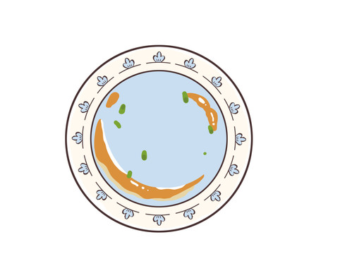 光盘行动白底蓝花空盘子餐具插画
