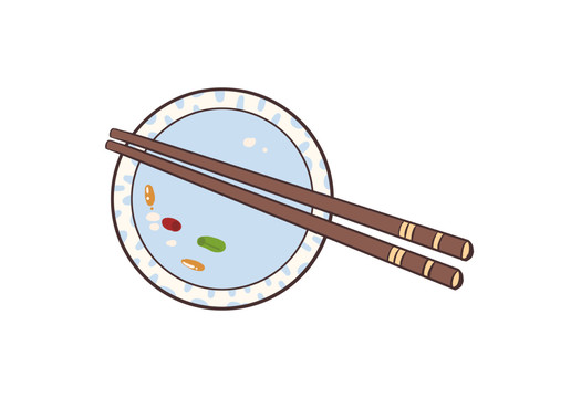 光盤行動白底藍(lán)花用完餐后的菜碟