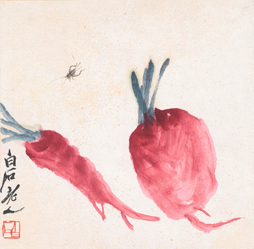 齊白石蘿卜草蟲圖