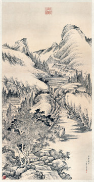 錢維城云峰蕭寺圖