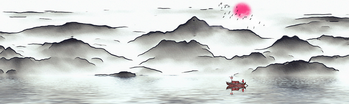 中式大幅山水背景