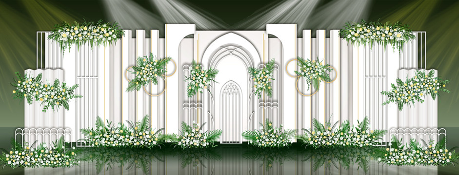 白绿婚礼舞台设计