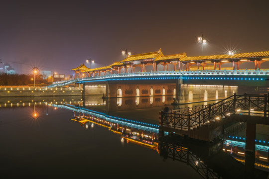 中国苏州平门路平门桥夜景