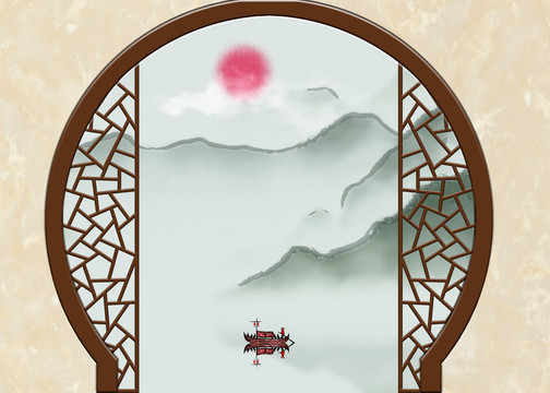 大廳山水背景