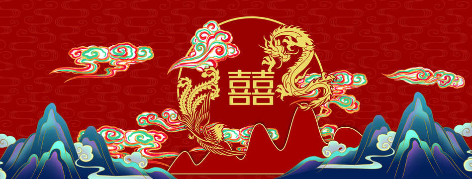 中式龍鳳背景