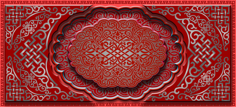 红色传统图案民族风