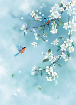 梨花古風(fēng)插畫