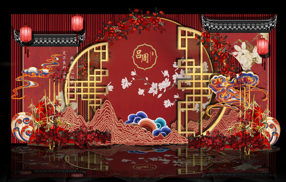 紅藍中式婚禮迎賓