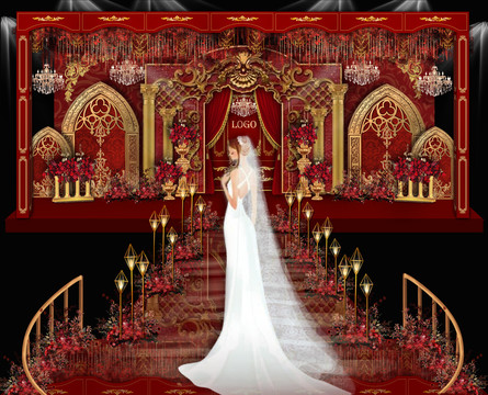 红色欧式婚礼舞台
