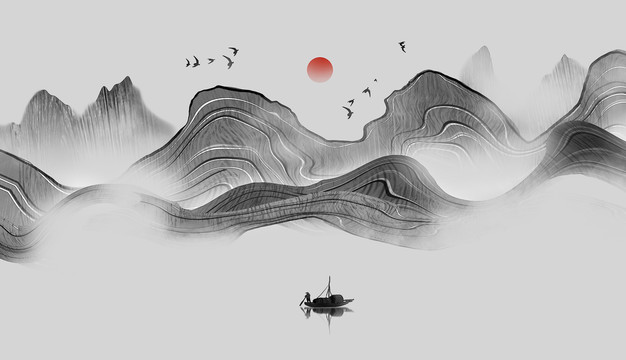 抽象水墨山水畫