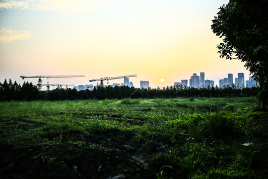 杭州江干区建筑背景