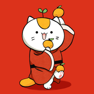 原創(chuàng)可愛貓咪國朝大吉手機(jī)殼圖案