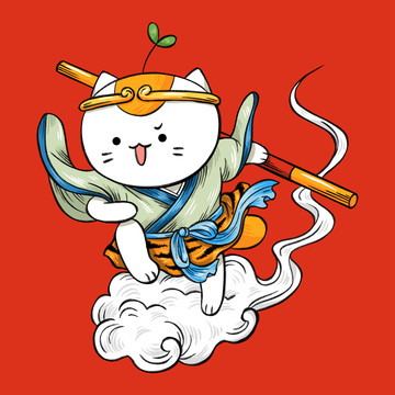 原創(chuàng)貓咪國朝孫悟空手機殼圖案