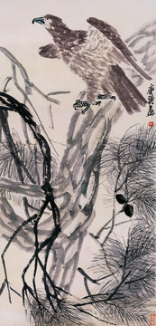 齊白石松鷹圖紙