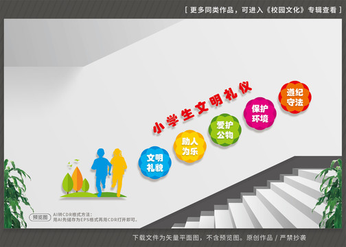 文明禮儀樓梯文化墻