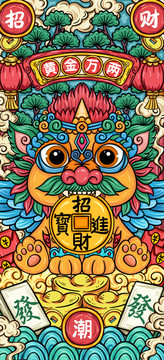 國(guó)潮貔貅神獸插畫(huà)