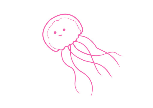 手绘动物卡通可爱的水母简笔画