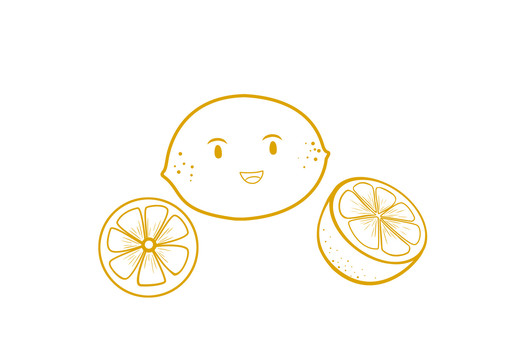手绘水果卡通新鲜的柠檬简笔画