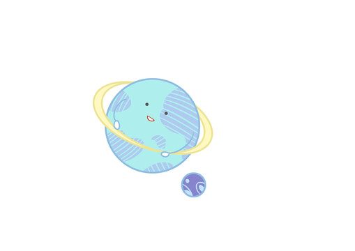 手繪兒童卡通可愛宇宙行星插畫