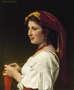 威廉·阿道夫·布格罗织毛衣的女人油画