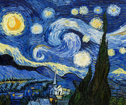文森特·威廉·梵高星夜星空超清原作掃描油畫
