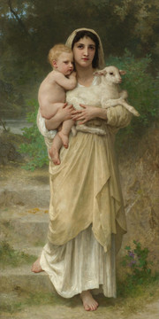 威廉·阿道夫·布格罗抱着小羊和小孩