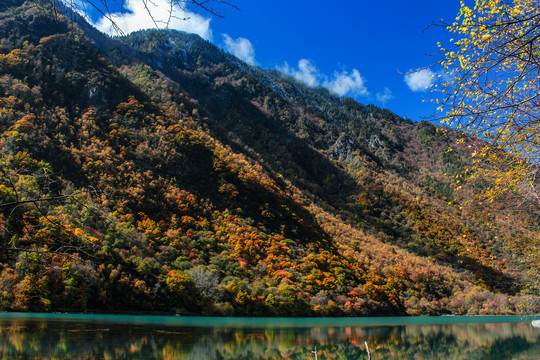 阿坝州松坪沟秋色湖水