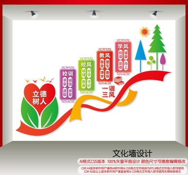 一訓(xùn)三風(fēng)樓梯間文化墻