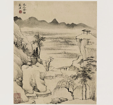 查士標(biāo)清代山水畫