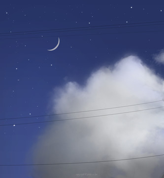 云彩月亮插画