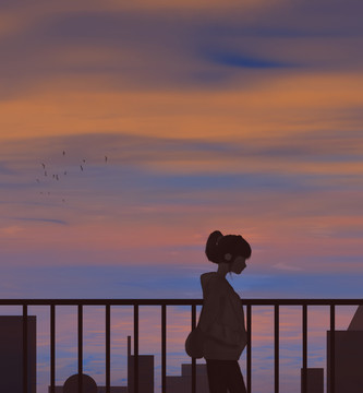 黃昏少女插畫