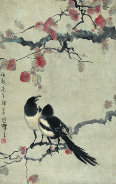 徐悲鴻水墨畫雙喜圖