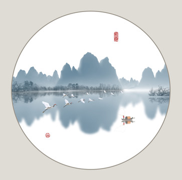 桂林水墨山水畫
