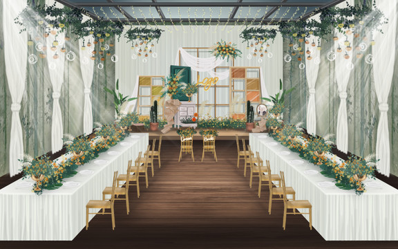 小清新室內(nèi)婚禮效果圖