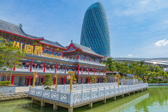 中国海南海花岛徽派建筑美食文化