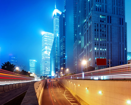 上海浦东陆家嘴城市夜景