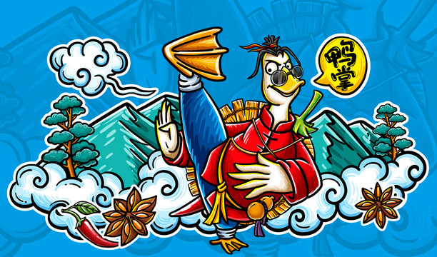 國(guó)潮插畫(huà)鴨子