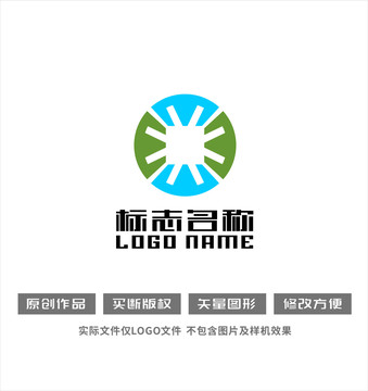 銅錢標志MW字母旋轉logo