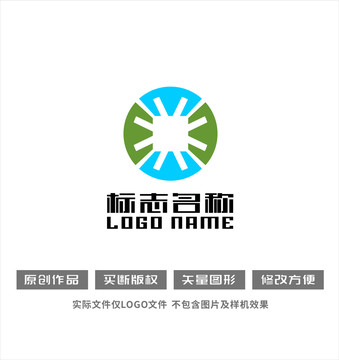 铜钱标志MW字母旋转logo