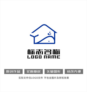 鲸鱼房子家居logo