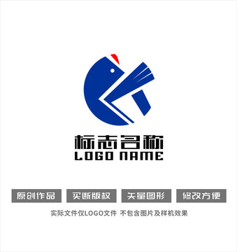 KT字母K标志飞鸟logo